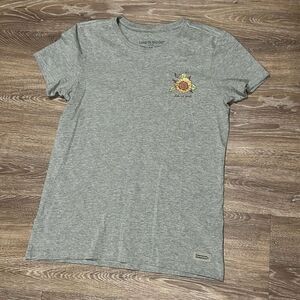 Life is Good gray tshirt M sunflower butterflies